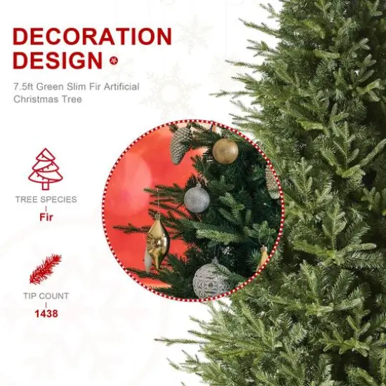 7.5ft. Unlit Green Slim Fir Artificial Christmas Tree {5}
