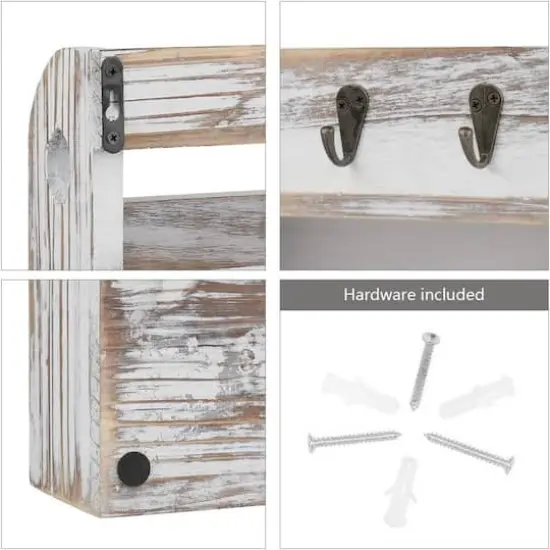 NEX&trade; Rustic White Wall Mounted Mail & Key Holder {4}