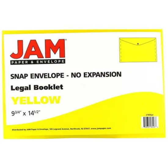 JAM Paper 9.8" x 14.5" Plastic Snap Closure Envelopes, 12ct. Yellow {5}