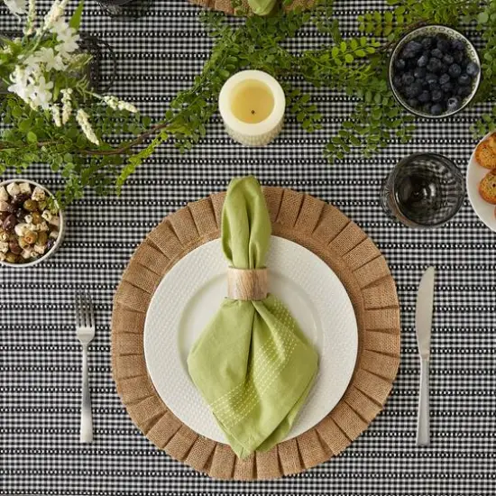 Black Farmhouse Gingham Tablecoth 70" Round {5}