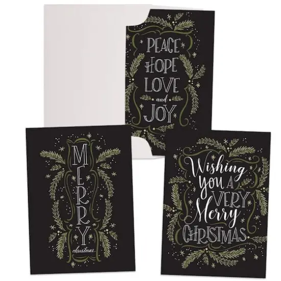 JAM Paper 5" x 7" Greenery Wishes Assorted Christmas Card Set, 24ct. {1}