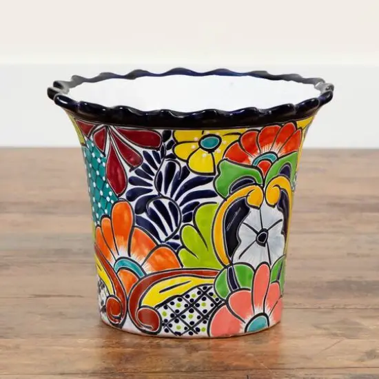 12" Handmade Mexican Talavera Ceramic Planter {6}