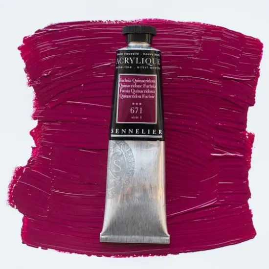 Sennelier Extra Fine Artists' Acrylic Paint, 60mL 671 Quinacridone Fuchsia {4}