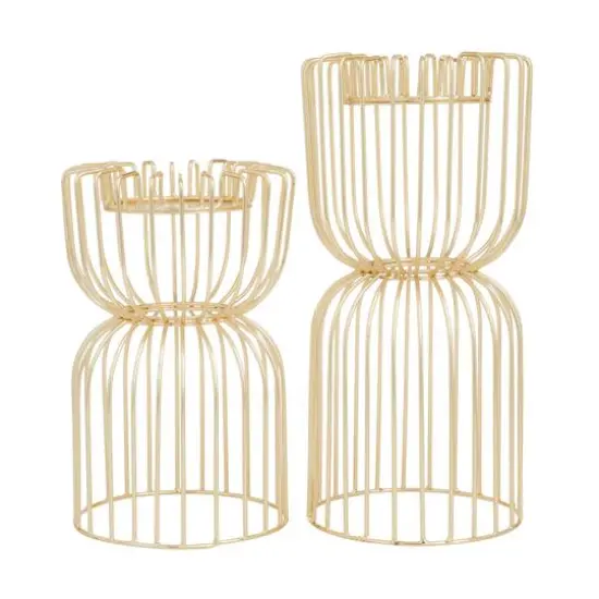 CosmoLiving by Cosmopolitan Gold Iron Glam Candle Holder, 13" x 10" {8}