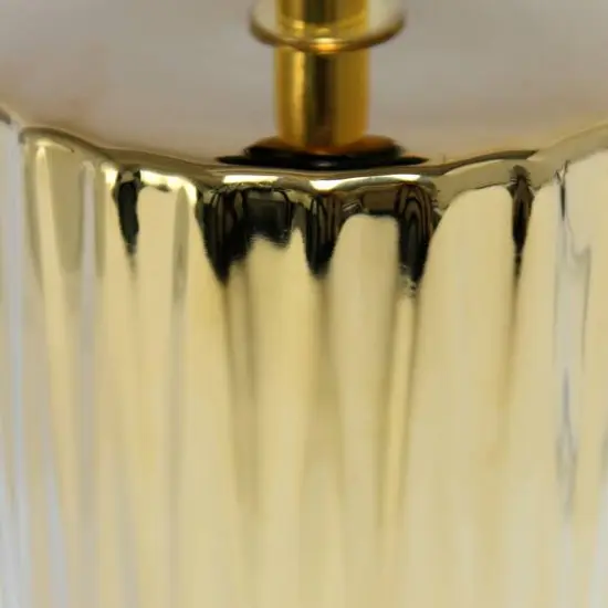 Simple Designs 11.5" Ruffled Metallic Gold Capsule Table Lamp {9}