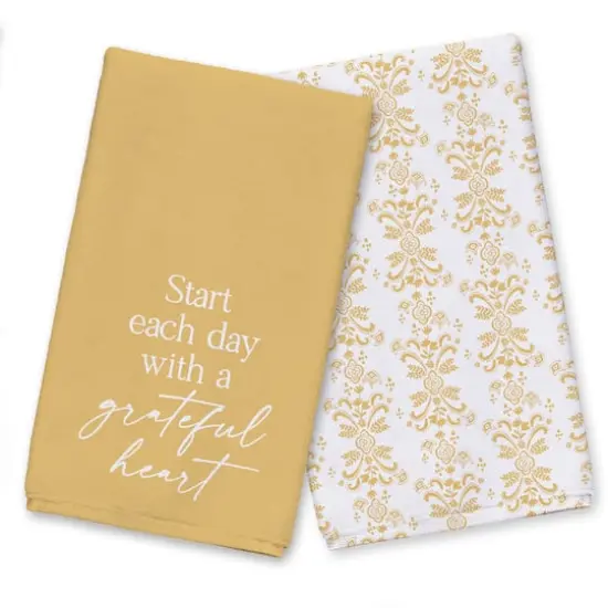 Grateful Heart Tea Towel Set Yellow {1}