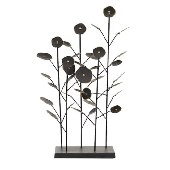 21" Black Metal Contemporary Nature Sculpture {3}