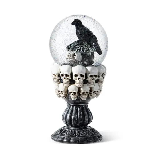Glitzhome&reg; 100mm 7.25"H Halloween Resin Stacked Skull Waterglobe {1}