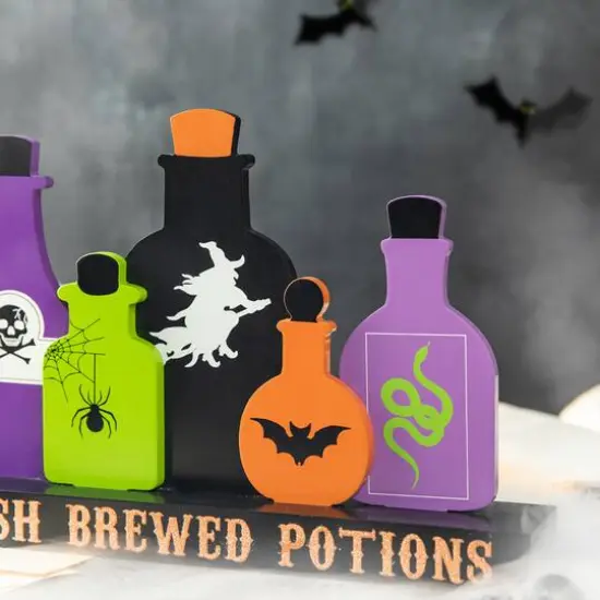 Glitzhome&reg; 14" Halloween Poison Bottles Table D&eacute;cor {6}