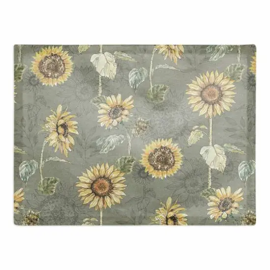 Sunflower Pattern Cotton Twill Placemat Green {1}