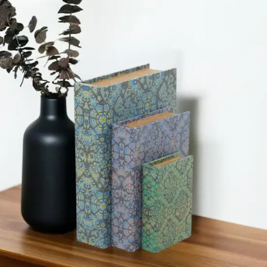 Geometric Floral Canvas Faux Book Box Set {1}