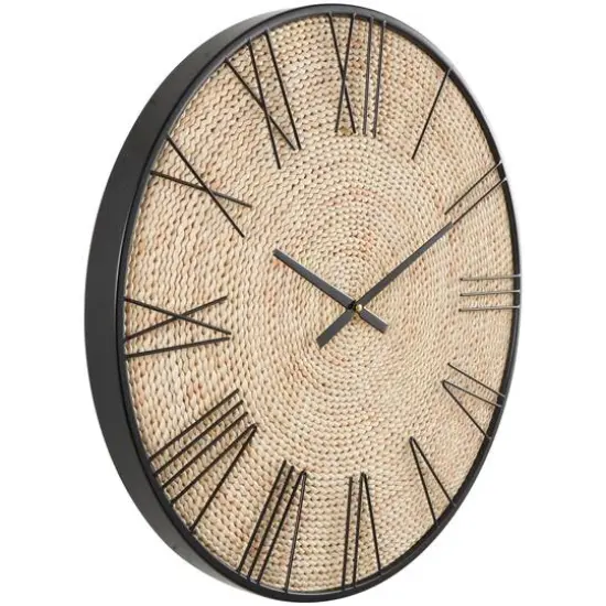 23.5" Coiled Rope Wall Clock with Black Metal Frame {4}