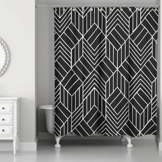 Hatch Chevron Shower Curtain Black {3}