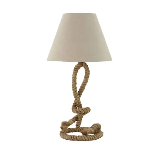 Brown Jute Rope and Iron Rustic Table Lamp, 29" x 15" x 15" {3}