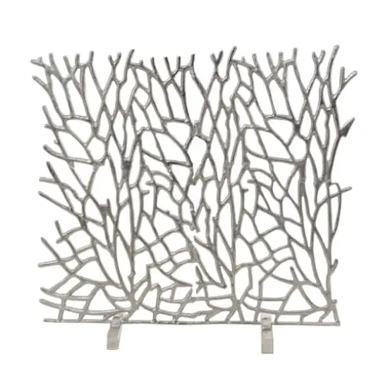 Coral Inspired Single Panel Aluminum Fireplace Screen Silver {1}