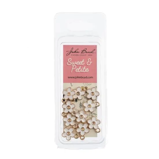 John Bead Sweet & Petite Small Flower Charms, 10ct. White {3}