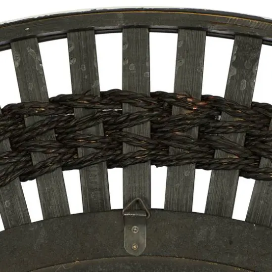 36" Brown Wood Contemporary Round Wall Mirror {6}