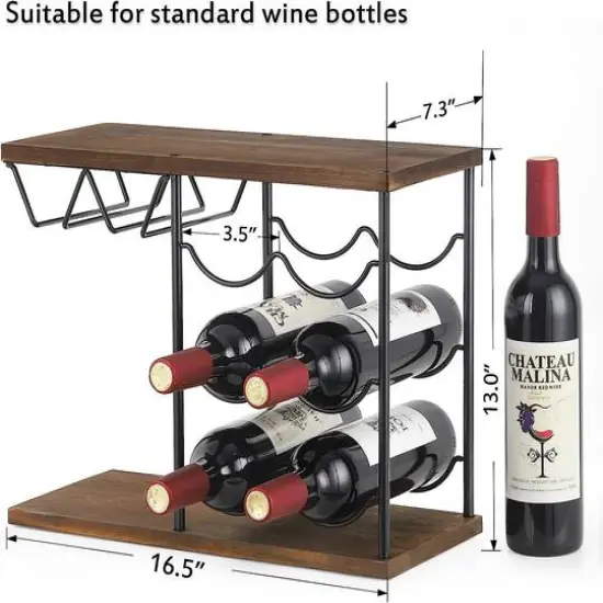 Brown Countertop Freestanding Wine Rack  {5}