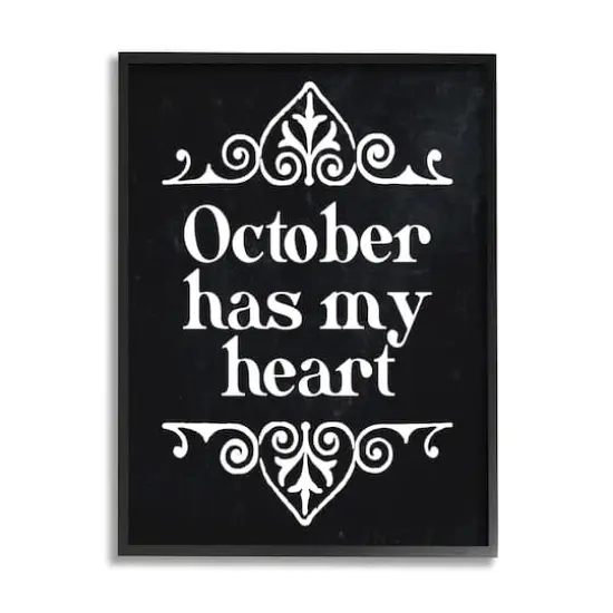 Stupell Industries Black October Has My Heart Framed Giclee Art {1}