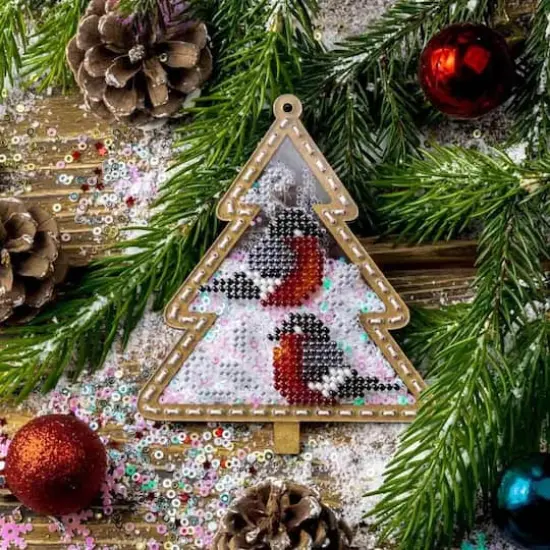 Wonderland Crafts Bird Tree Christmas Ornament Bead Embroidery Kit {3}