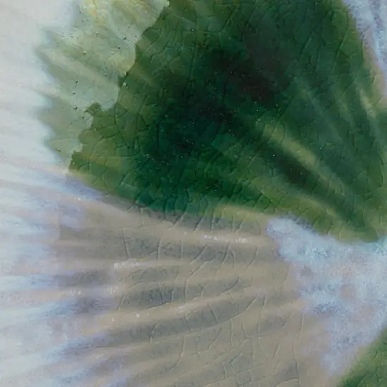 Hello Honey&reg; 11.5" Green & White Stoneware Bowl with Reactive Crackle Glaze {4}