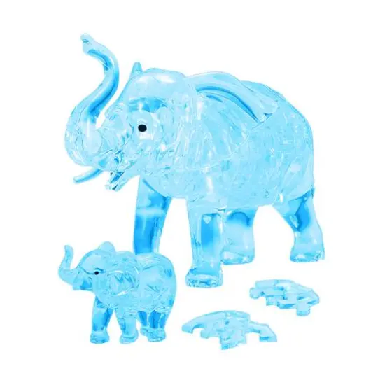 3D Crystal Puzzle - Elephant and Baby (Blue): 46 Pcs {3}