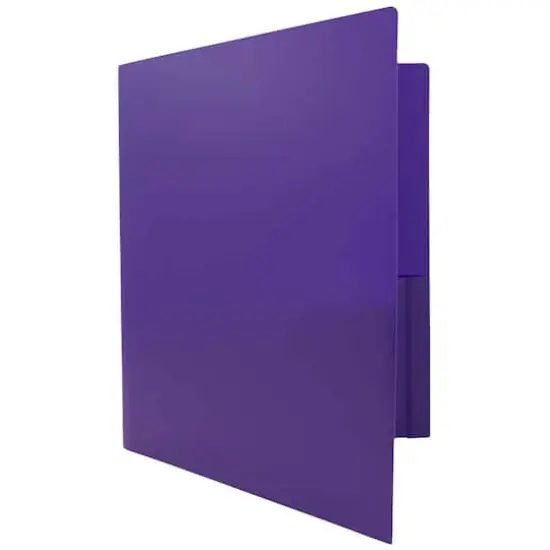 JAM Paper Heavy Duty Plastic 2-Pocket Folders, 6ct. Purple {6}