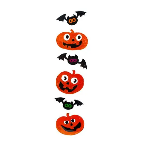 Glittered Jack-O-Lantern & Bats Halloween Gel Window Clings {1}