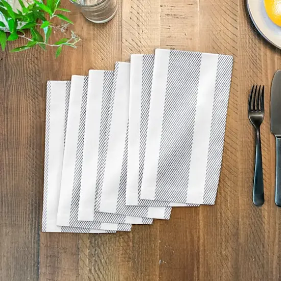 Textured Blue Stripes 10" x 10"Cotton Twill Napkin {4}