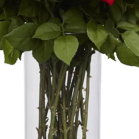 2.5ft. Giant Rose Silk Flower Arrangement in Glass Cylinder Vase {4}