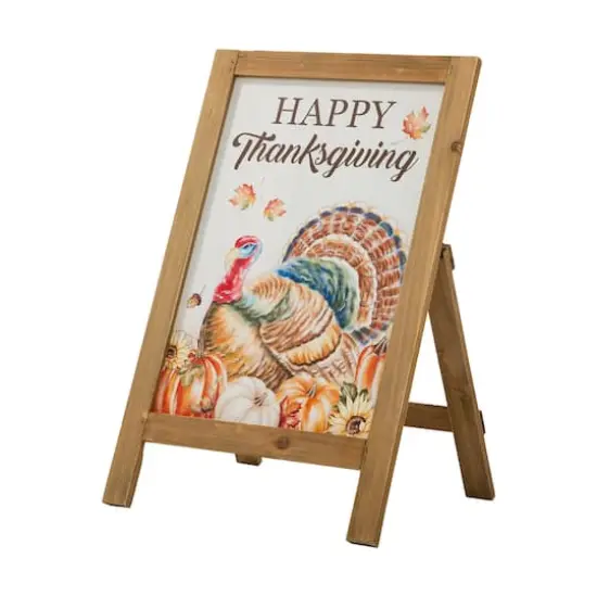 Glitzhome&reg; 24" Thanksgiving Turkey Easel Porch Sign {1}