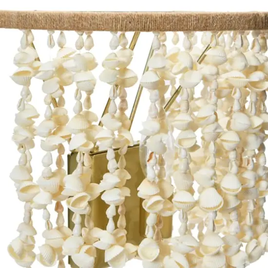 Hello Honey&reg; 10" Round Metal and Shell Wall Sconce {9}