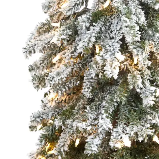 6ft. Pre-Lit Flocked Grand Alpine Artificial Christmas Tree, Clear LED Lights {4}
