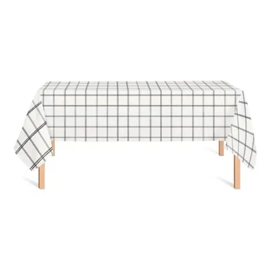 Gray On Cream Grid 58x102 Tablecloth {3}