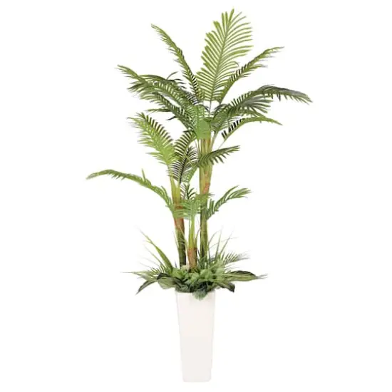 6ft. Artificial Areca Palm Tree in White Decorative Pot {1}