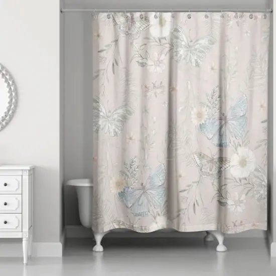 Butterflies Shower Curtain Blush {3}