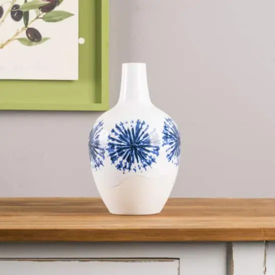 11" Two-Tone Tie Dye Design Ceramic Vase {3}