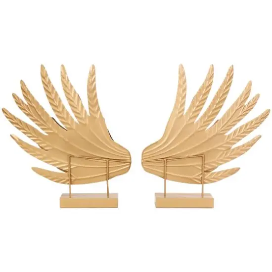 18" Gold Bird Wing Tabletop Sculpture Set {9}