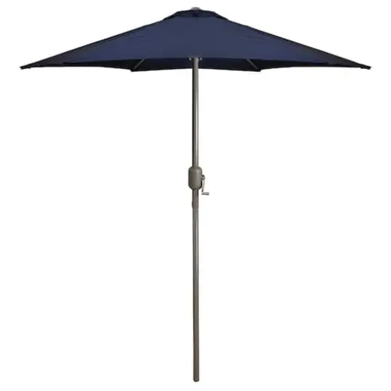 7.5ft. Outdoor Patio Market Umbrella with Hand Crank Navy Blue {1}
