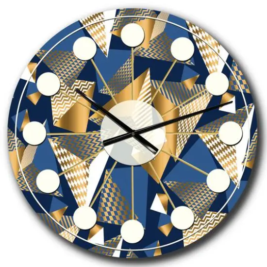 Designart 'Gold And Blue Cubes Mid-Century Modern Wall Clock {1}