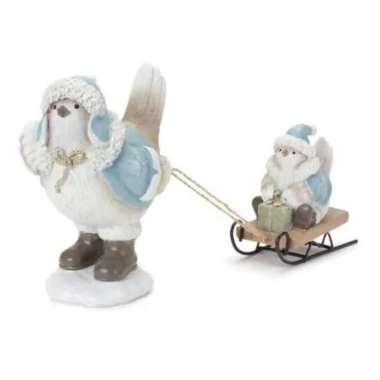 Winter Bird with Sled Figurine Set {1}