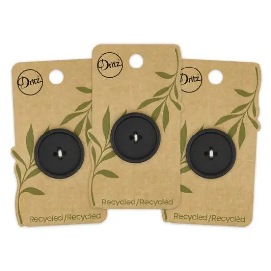Dritz&reg; 28mm Recycled Paper Round Button, 3ct. Black {8}