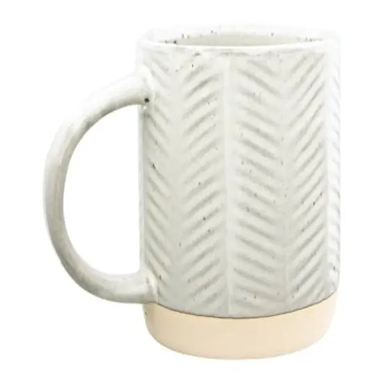 Hello Honey® Cream Debossed Reactive Glaze Stoneware Mug Set {5}