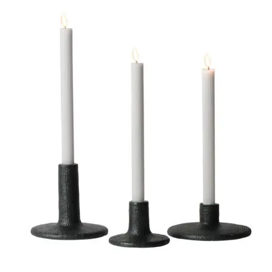 Hello Honey&reg; Stoneware Taper Candle Holder Set Black {6}