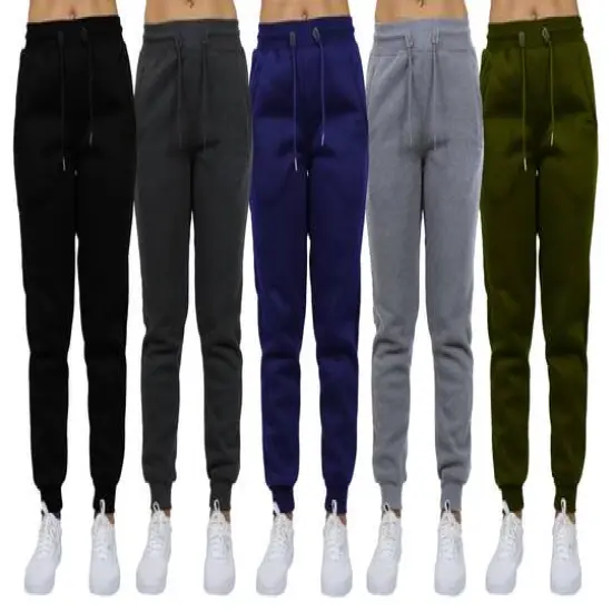 Galaxy by Harvic Women's Relaxed Fit Fleece-Lined Jogger Sweatpants 5 Pack Black/Charcoal/Olive/Red/Heather Gray {2}