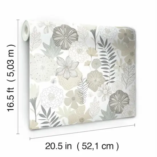 RoomMates Perennial Blooms Peel & Stick Wallpaper Beige {10}