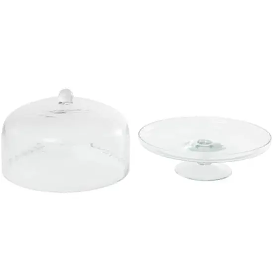 12" Clear Glass Cake Stand with Glass Dome {4}