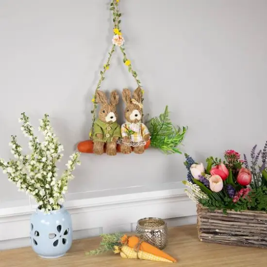 17" Rabbits on Carrot-Shaped Swing Easter Hanging D&eacute;cor {3}