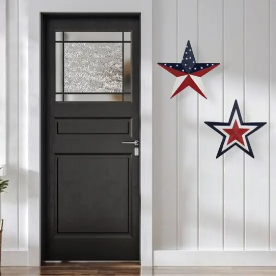 15" Patriotic Star Metal Wall Decoration {3}