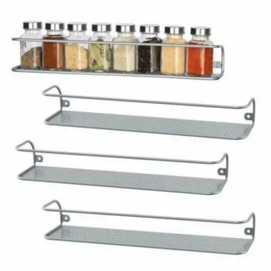 NEX&trade; Large Silver Wall-Mounted Spice Racks for Storage, 4ct. {4}